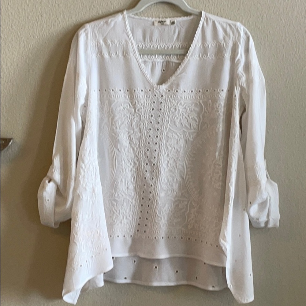 Dylan Flowy Blouse w/Roll Up Sleeves